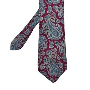 Bert Pulitzer Burgundy Paisley Silk Necktie Mens One Size Vintage Made in USA